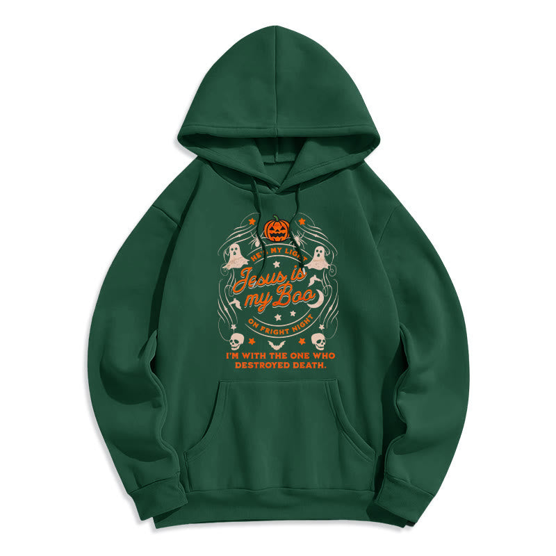 Jesus is My Boo with Holy Ghost Style Fleece Lined Polyester Hoodie