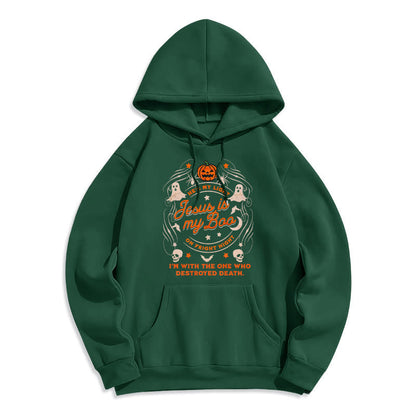 Jesus is My Boo with Holy Ghost Style Fleece Lined Polyester Hoodie
