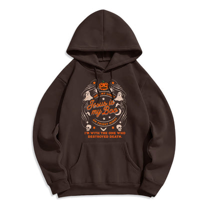 Jesus is My Boo with Holy Ghost Style Fleece Lined Polyester Hoodie