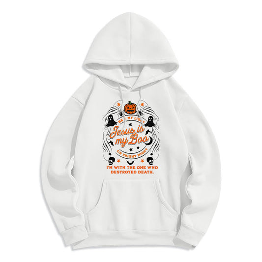 Jesus is My Boo with Holy Ghost Style Fleece Lined Polyester Hoodie