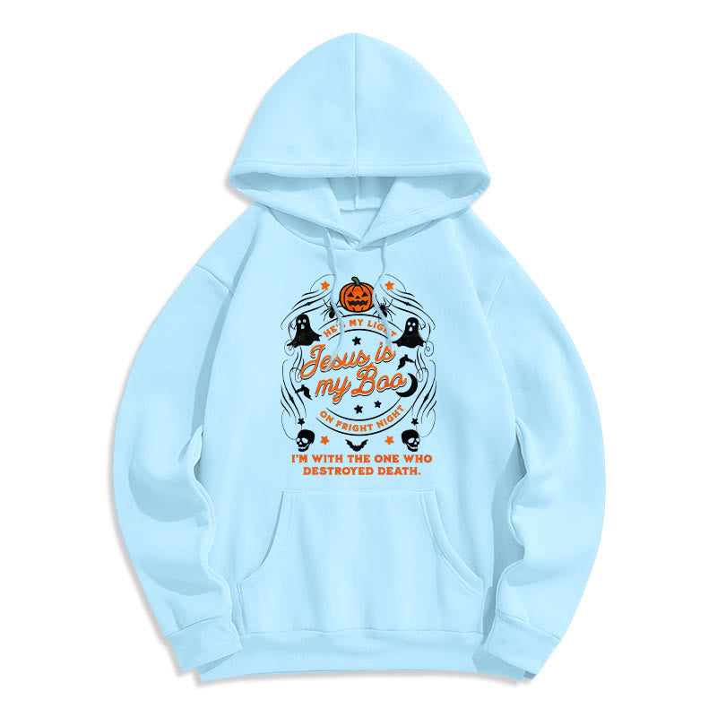 Jesus is My Boo with Holy Ghost Style Fleece Lined Polyester Hoodie
