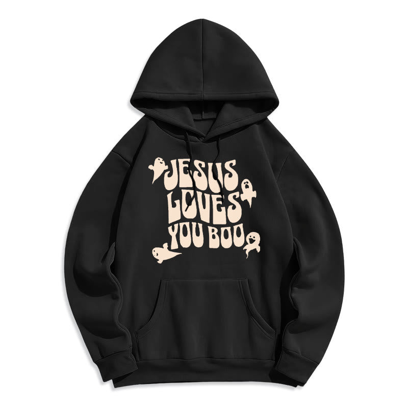 Jesus Loves You Boo Fleece Lined Polyester Hoodie