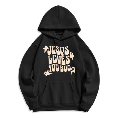 Jesus Loves You Boo Fleece Lined Polyester Hoodie