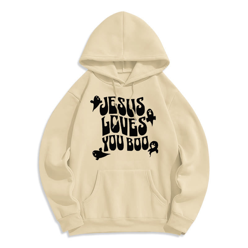 Jesus Loves You Boo Fleece Lined Polyester Hoodie