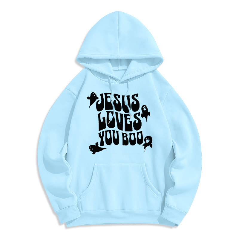 Jesus Loves You Boo Fleece Lined Polyester Hoodie