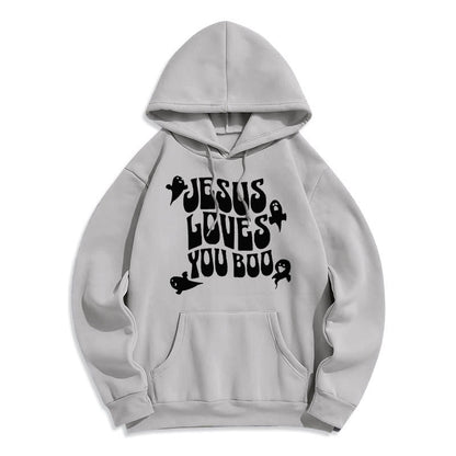 Jesus Loves You Boo Fleece Lined Polyester Hoodie