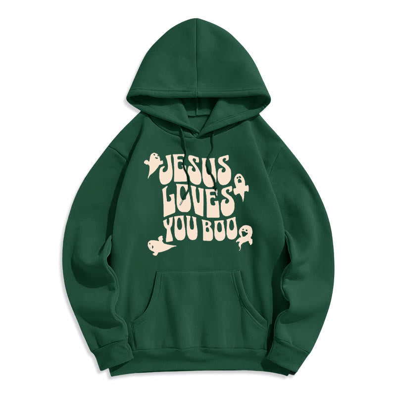 Jesus Loves You Boo Fleece Lined Polyester Hoodie