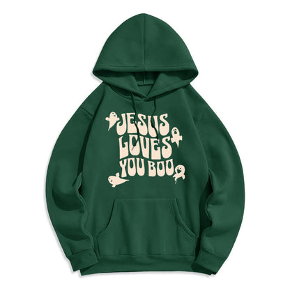 Jesus Loves You Boo Fleece Lined Polyester Hoodie