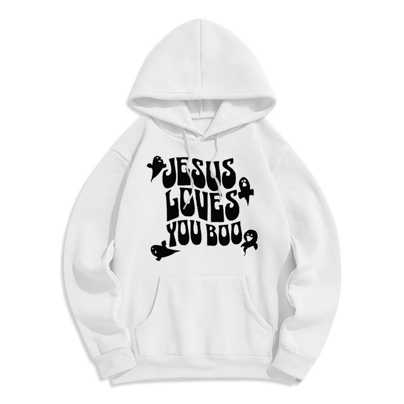 Jesus Loves You Boo Fleece Lined Polyester Hoodie