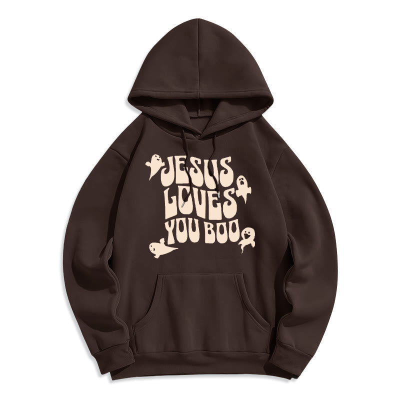Jesus Loves You Boo Fleece Lined Polyester Hoodie