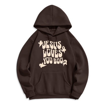 Jesus Loves You Boo Fleece Lined Polyester Hoodie