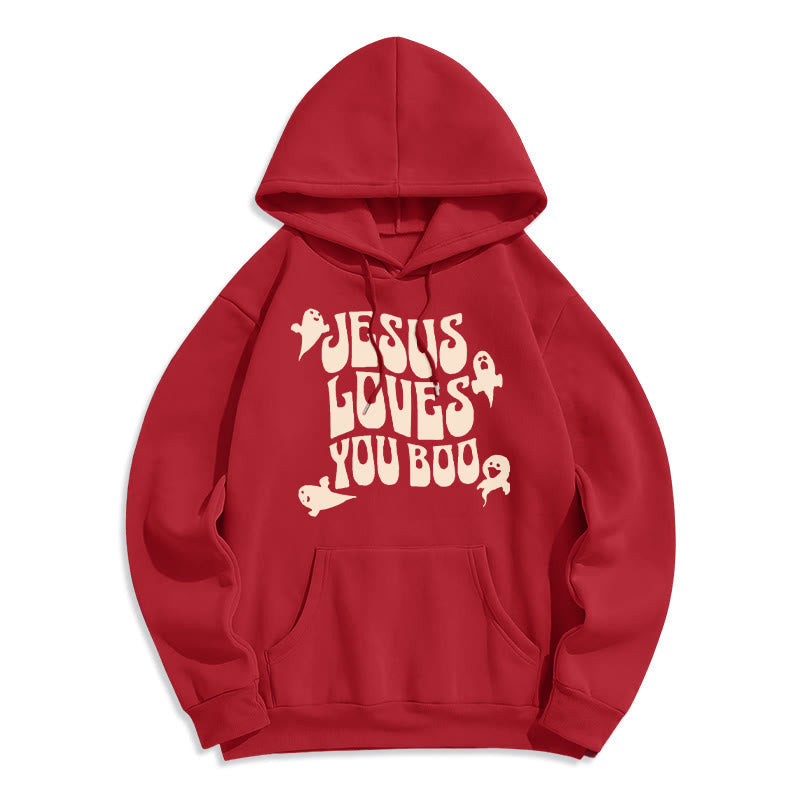 Jesus Loves You Boo Fleece Lined Polyester Hoodie