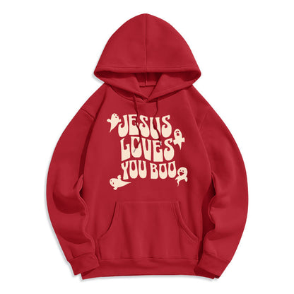 Jesus Loves You Boo Fleece Lined Polyester Hoodie