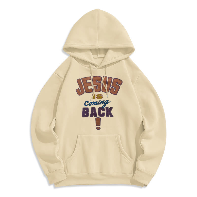 Modern Street Style Jesus Is Coming Back Fleece Lined Polyester Hoodie