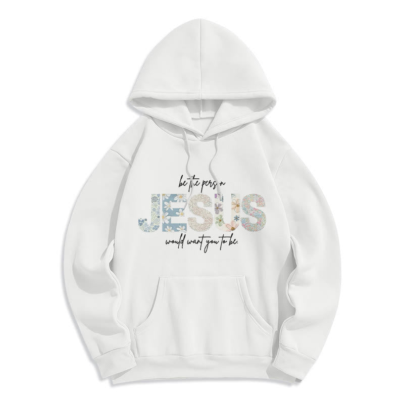 Floral Faith Jesus-Centered Fleece Lined Polyester Hoodie
