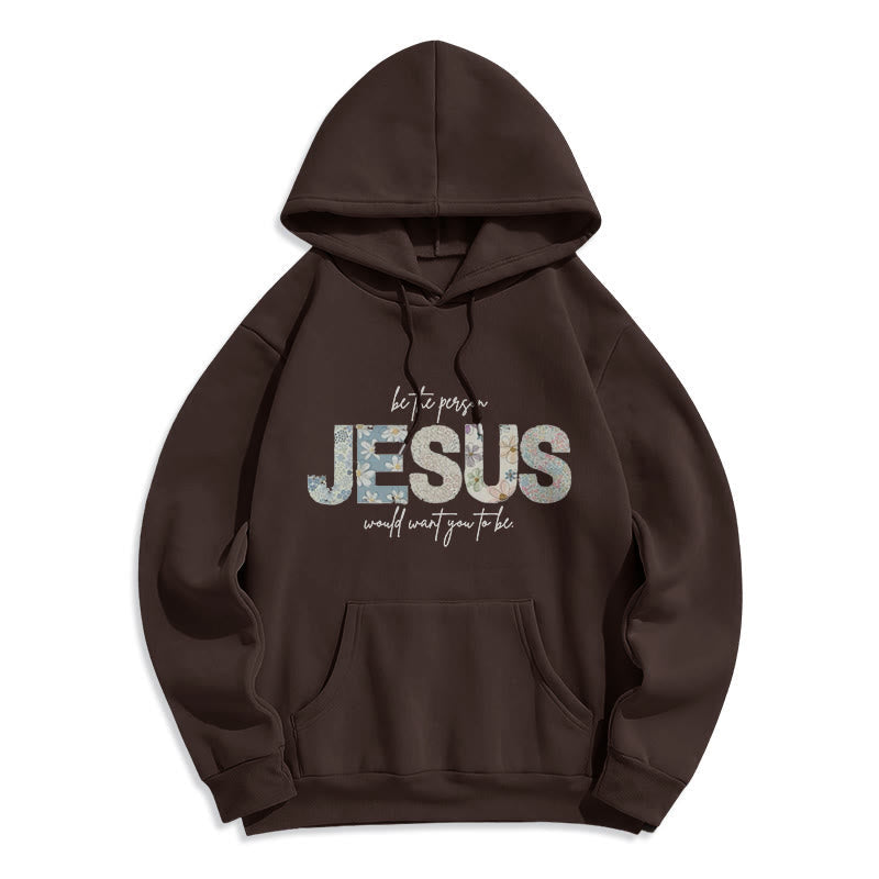 Floral Faith Jesus-Centered Fleece Lined Polyester Hoodie