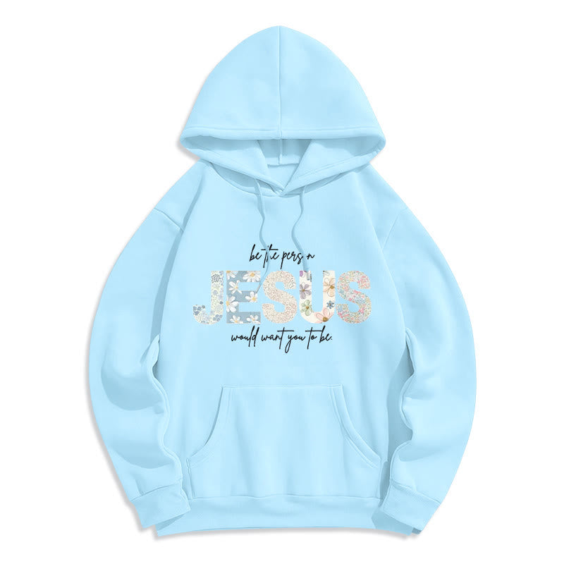 Floral Faith Jesus-Centered Fleece Lined Polyester Hoodie