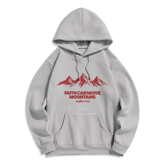 Faith Can Move Mountains Biblical Inspirational Fleece Lined Polyester Hoodie