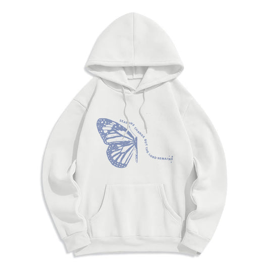 Seasons Change Lord Remains Butterfly Motif Fleece Lined Polyester Hoodie