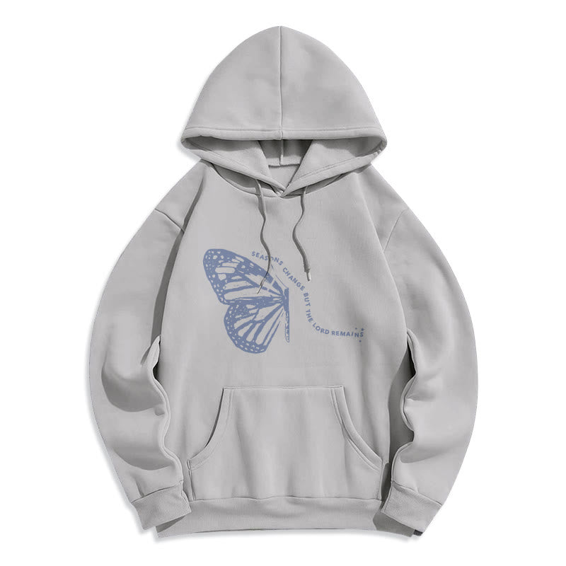 Seasons Change Lord Remains Butterfly Motif Fleece Lined Polyester Hoodie