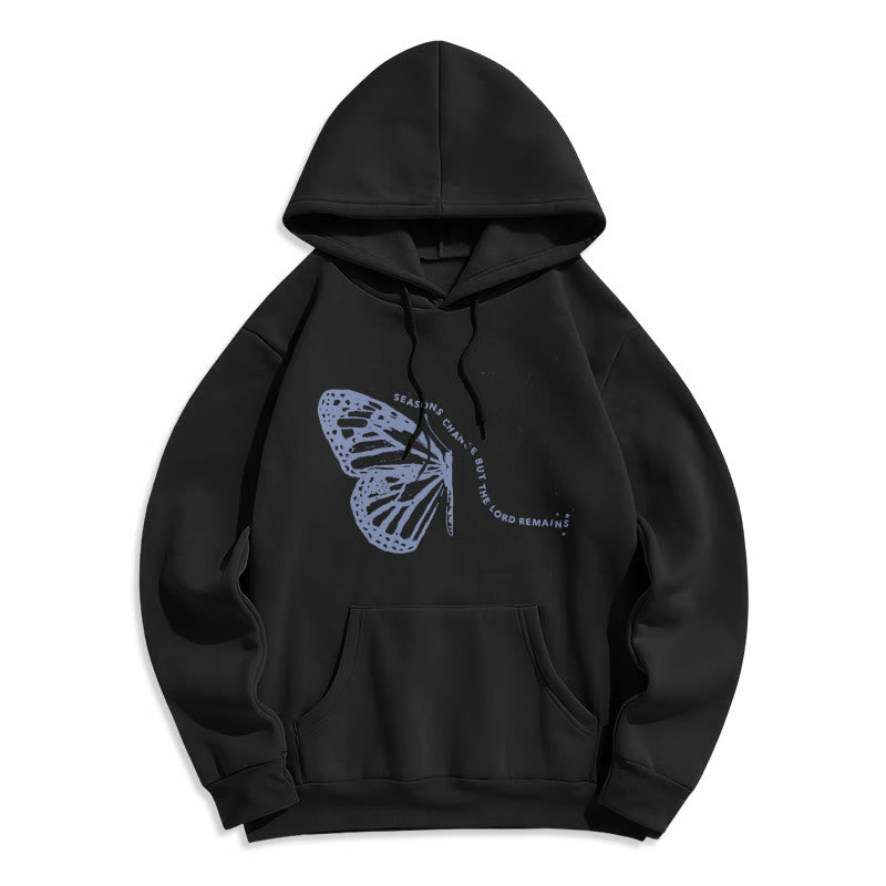 Seasons Change Lord Remains Butterfly Motif Fleece Lined Polyester Hoodie