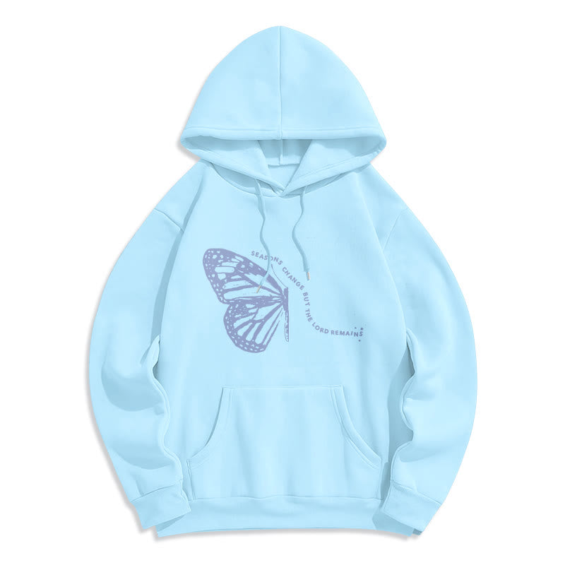 Seasons Change Lord Remains Butterfly Motif Fleece Lined Polyester Hoodie