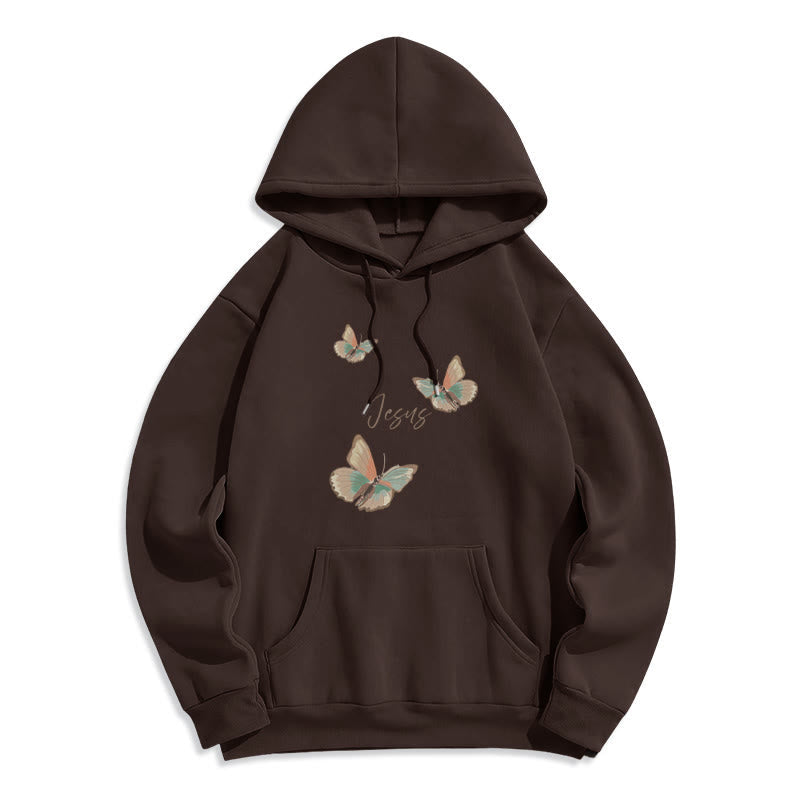 Gentle Style Butterfly Whisper of Jesus Fleece Lined Polyester Hoodie