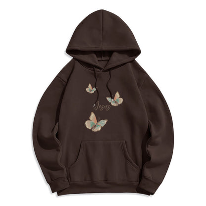 Gentle Style Butterfly Whisper of Jesus Fleece Lined Polyester Hoodie