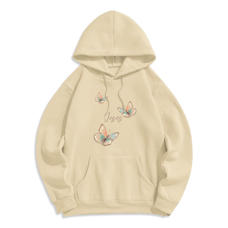 Gentle Style Butterfly Whisper of Jesus Fleece Lined Polyester Hoodie