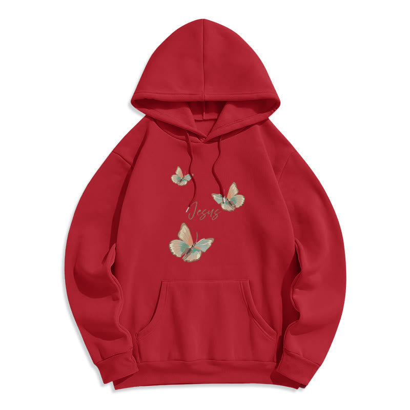 Gentle Style Butterfly Whisper of Jesus Fleece Lined Polyester Hoodie