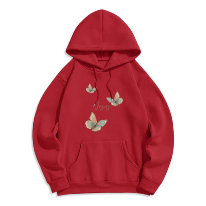 Gentle Style Butterfly Whisper of Jesus Fleece Lined Polyester Hoodie