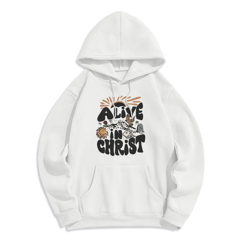 Alive in Christ Resurrection Fleece Lined Polyester Hoodie