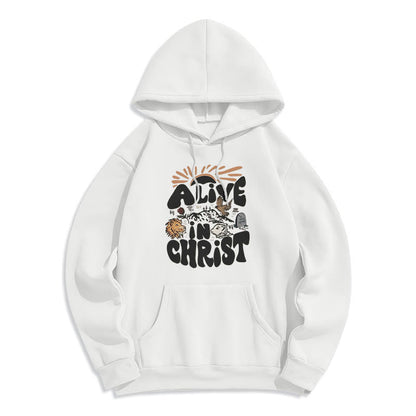 Alive in Christ Resurrection Fleece Lined Polyester Hoodie