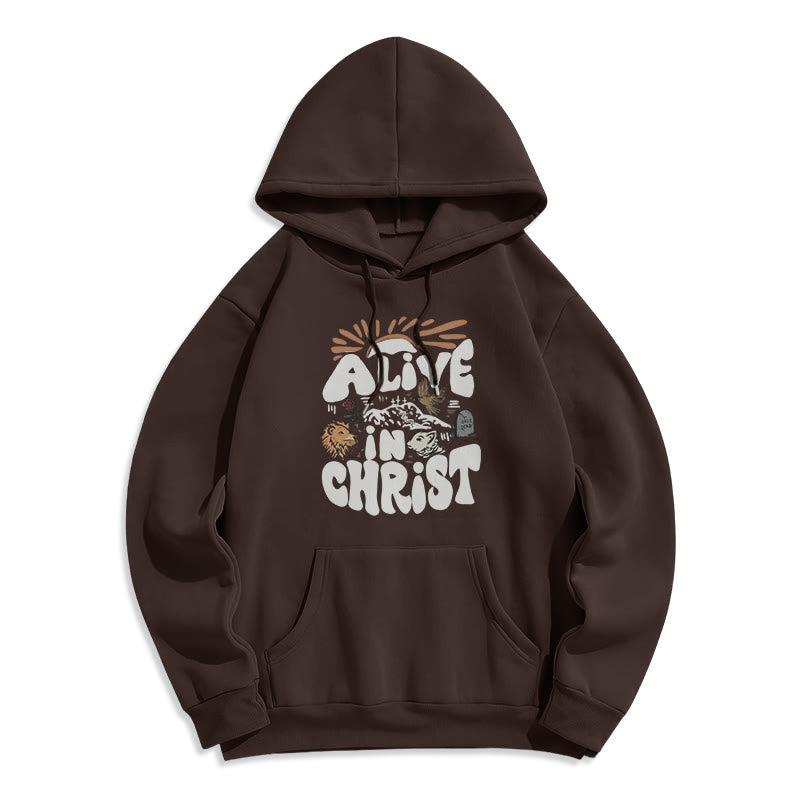 Alive in Christ Resurrection Fleece Lined Polyester Hoodie