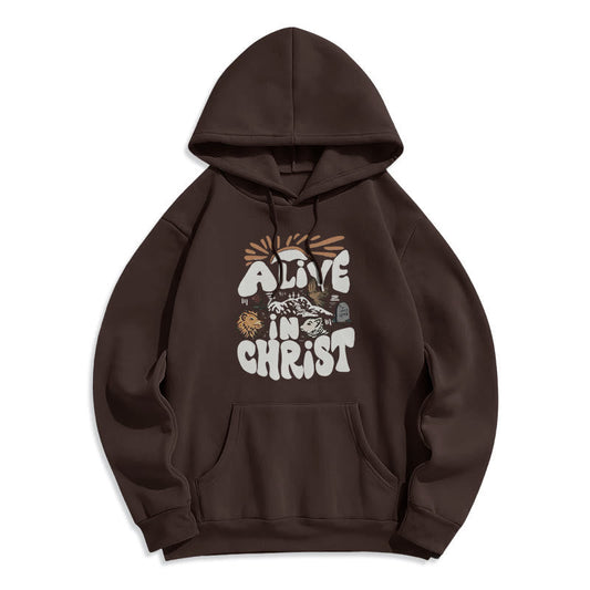 Alive in Christ Resurrection Fleece Lined Polyester Hoodie