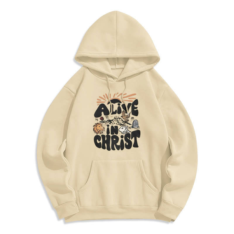 Alive in Christ Resurrection Fleece Lined Polyester Hoodie