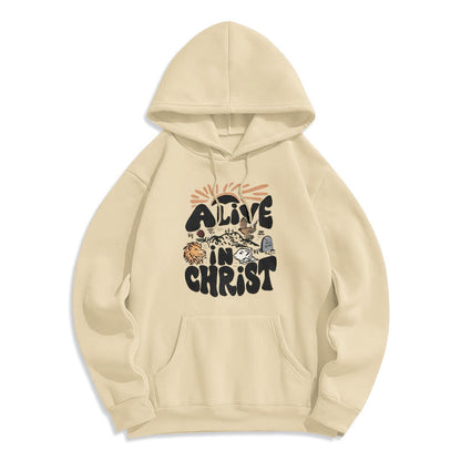 Alive in Christ Resurrection Fleece Lined Polyester Hoodie