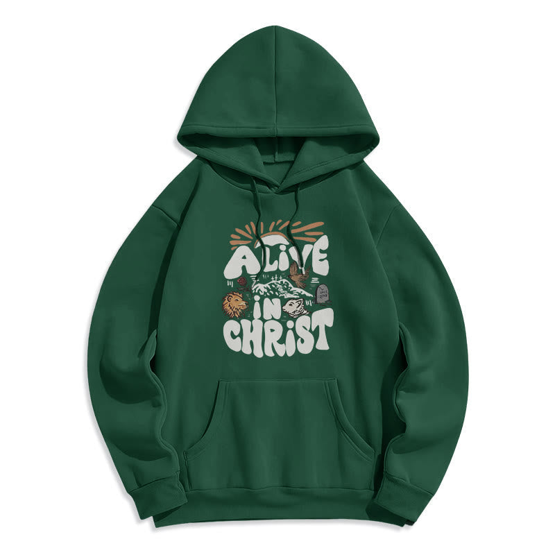 Alive in Christ Resurrection Fleece Lined Polyester Hoodie