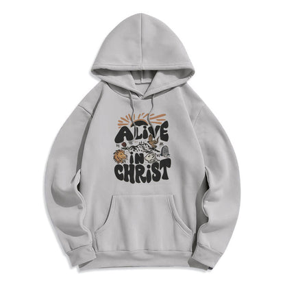 Alive in Christ Resurrection Fleece Lined Polyester Hoodie