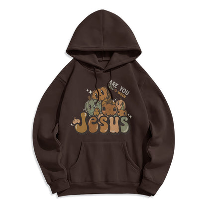 Whimsical Pumpkin Design with "Jesus" Print Fleece Lined Polyester Hoodie