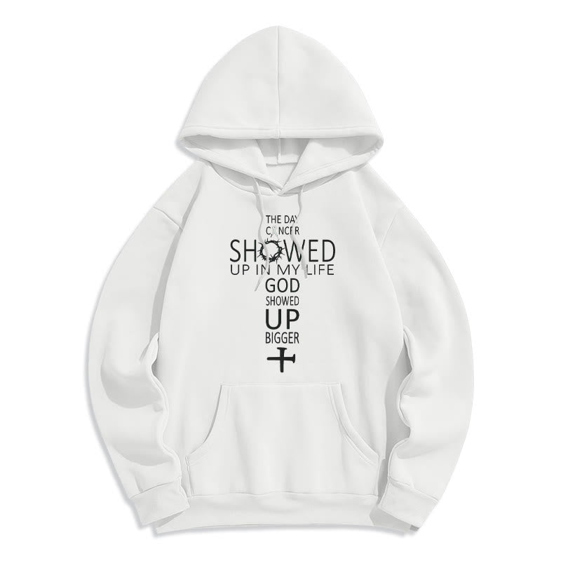 Faith - Driven God Showed Up Bigger Cancer Story Fleece Lined Polyester Hoodie