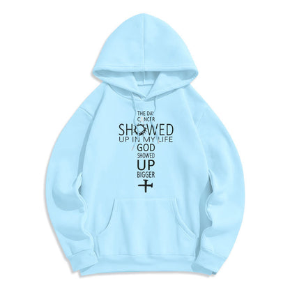 Faith - Driven God Showed Up Bigger Cancer Story Fleece Lined Polyester Hoodie