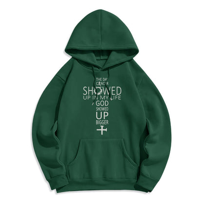 Faith - Driven God Showed Up Bigger Cancer Story Fleece Lined Polyester Hoodie