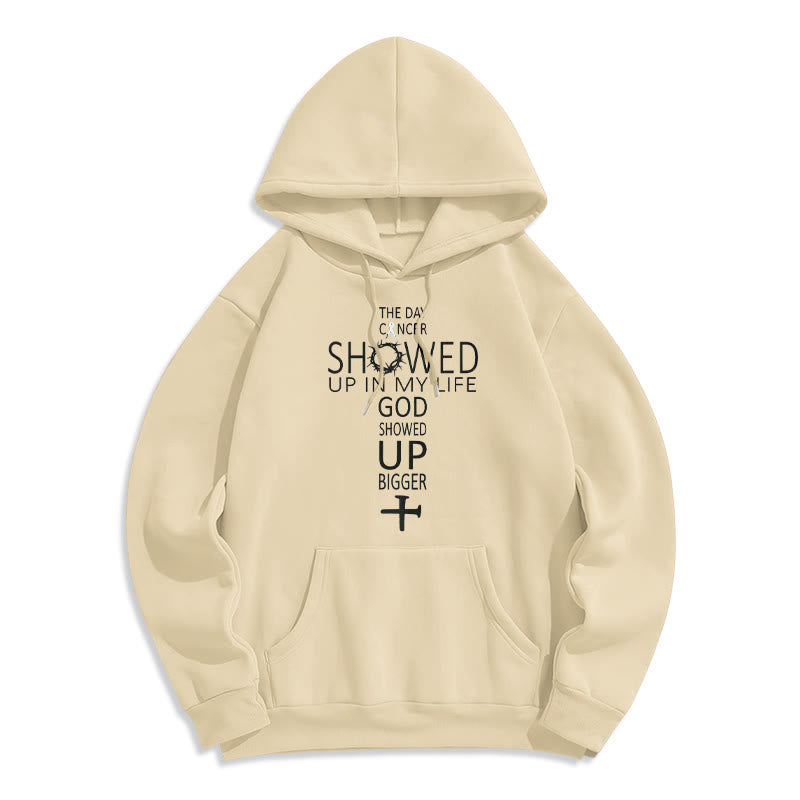Faith - Driven God Showed Up Bigger Cancer Story Fleece Lined Polyester Hoodie