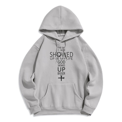 Faith - Driven God Showed Up Bigger Cancer Story Fleece Lined Polyester Hoodie