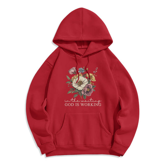 Daily Devotion Vintage Floral & Faith Slogan Fleece Lined Polyester Hoodie