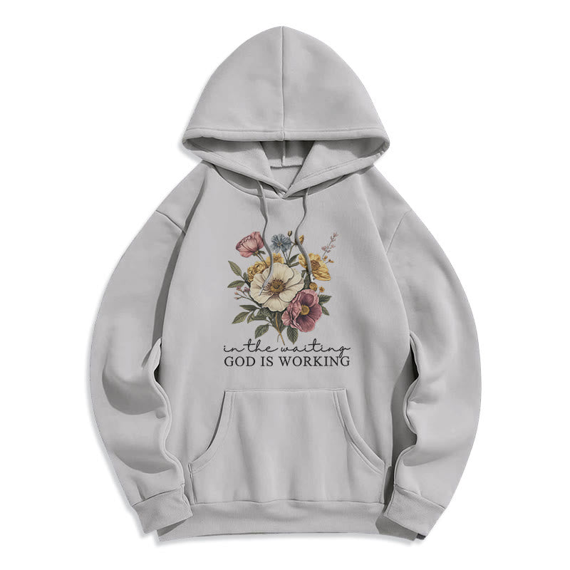Daily Devotion Vintage Floral & Faith Slogan Fleece Lined Polyester Hoodie