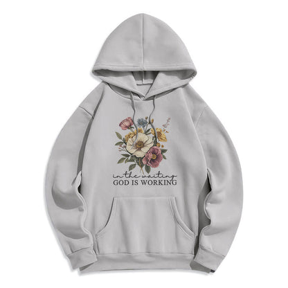 Daily Devotion Vintage Floral & Faith Slogan Fleece Lined Polyester Hoodie