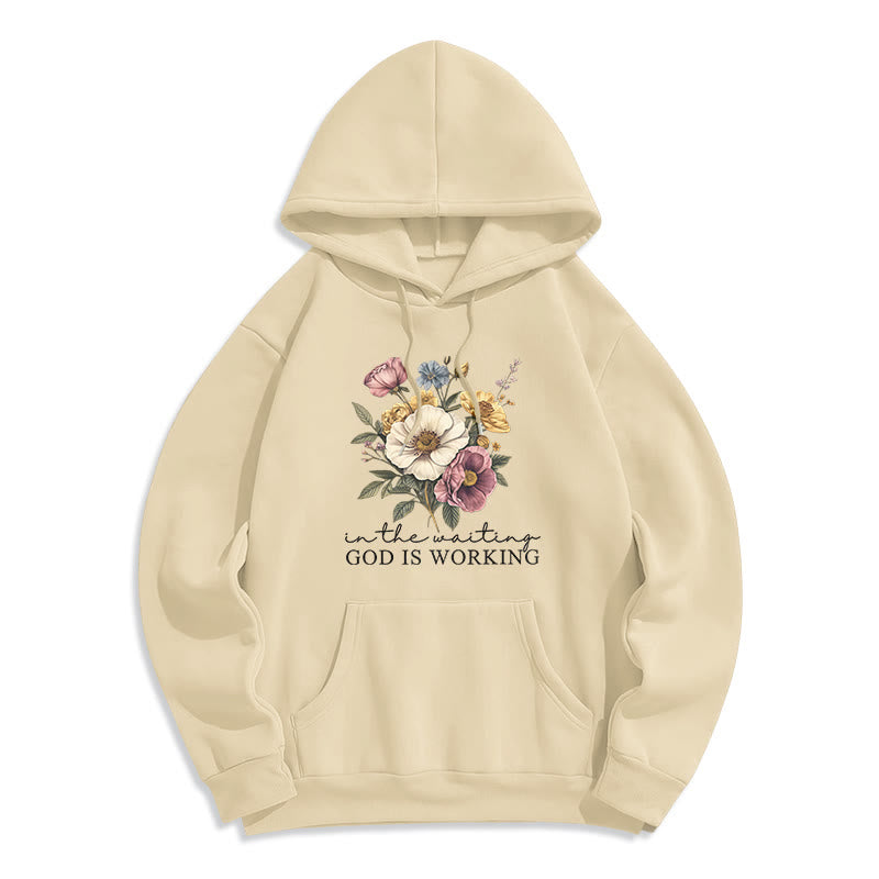 Daily Devotion Vintage Floral & Faith Slogan Fleece Lined Polyester Hoodie
