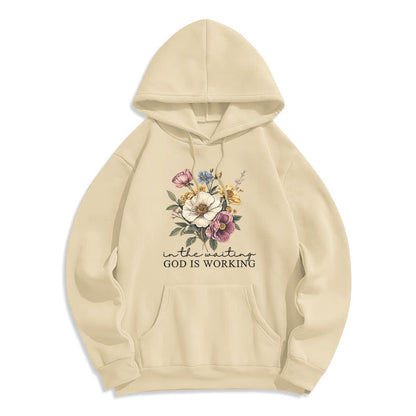 Daily Devotion Vintage Floral & Faith Slogan Fleece Lined Polyester Hoodie